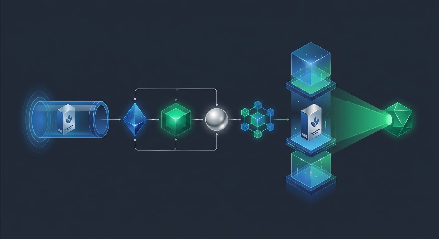 A sleek vector-style infographic depicting the technical architecture flow, starting from Shopify webhooks, through message queues, microservices for data processing, leading to the communication layer, customer data store, and decision engine. High contrast, clean studio design.