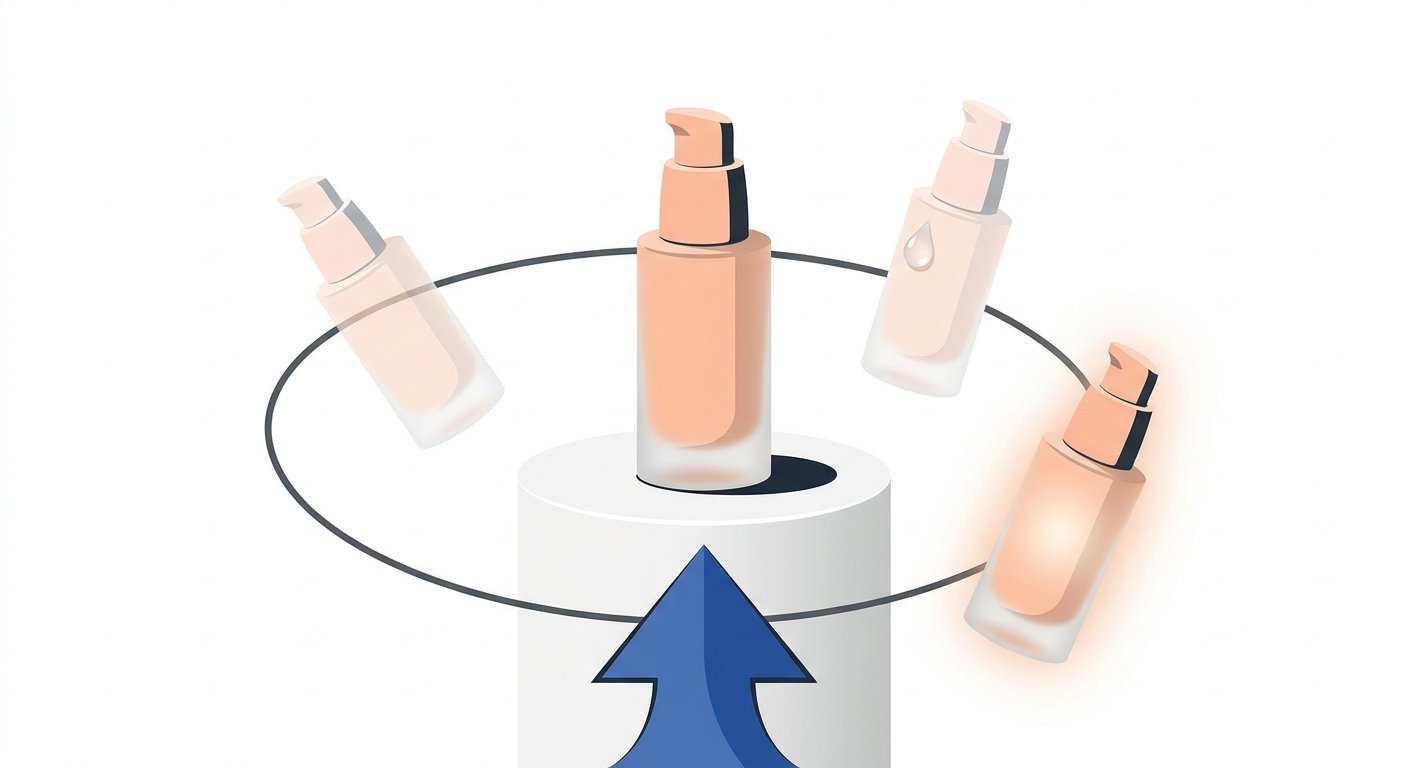 A/B testing workflow for Flipkart main images, showing iterative design, data collection, and optimization loops, sleek vector style, high contrast, clean studio design
